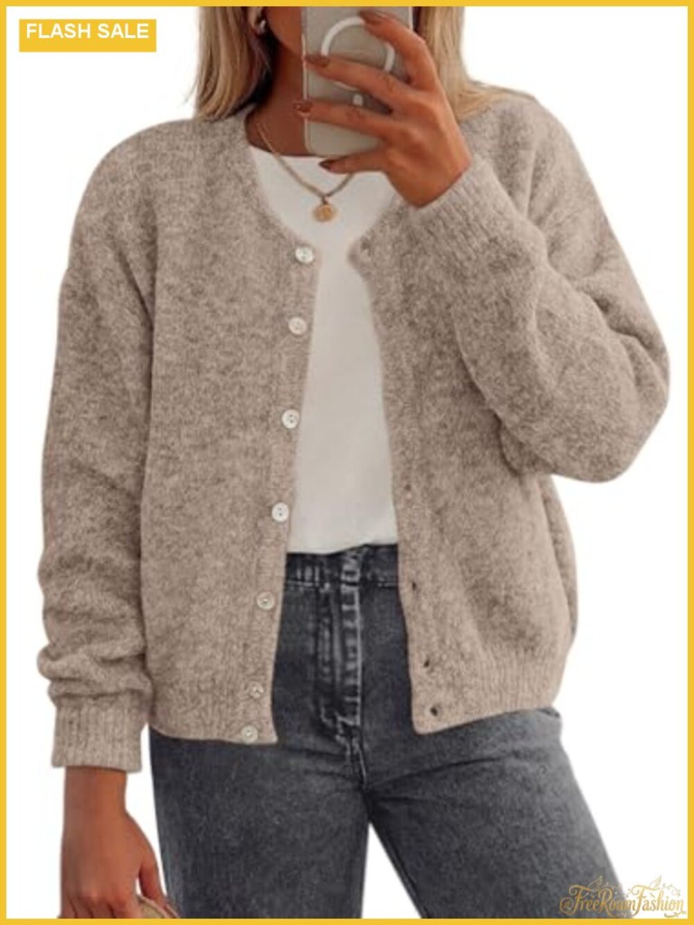 Womens Long Sleeve Button Down Knit Cardigan Sweater